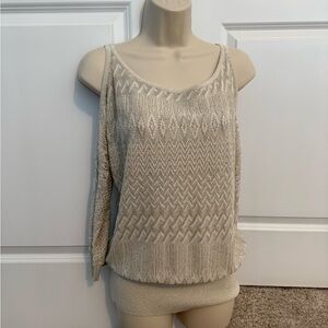 White House Black Market Cream and Gold Top
